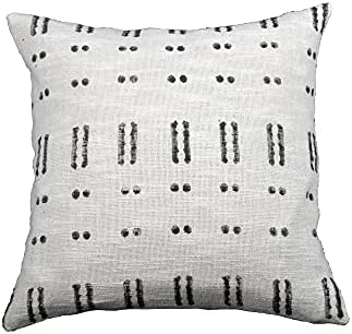 Trade Star Luxury Mud Cloth Square Pillow Cover Rustic Farmhouse Chair Pillowsham Handmade Sofa Pillow Cover for Room Decor (Ivory (Blossom), 18 X 18 Inch) by TradeStar