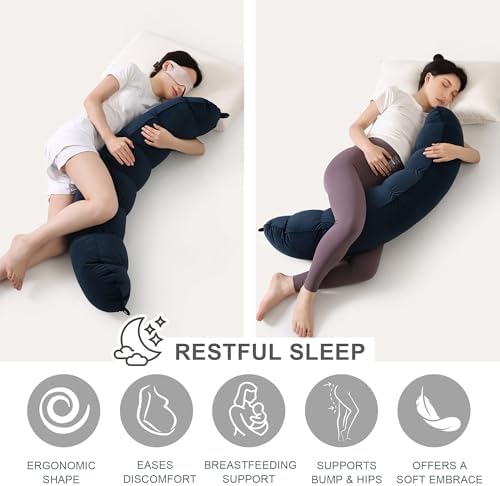 Peallow(Pat. Pend) – Long Round Body Pillow for Adults, Bolster Pillow for Sleeping, Soft and Supportive Pillow for Sleeping & Lumbar Support (Teal Blue,47") - Image 5