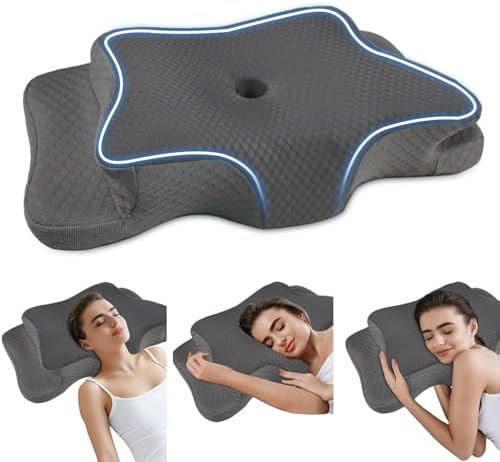 Pain Relief Cervical Pillow for Neck Support, Adjustable Ergonomic Pillow by QIUBABYO