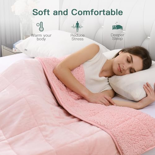 Lofus 15 lbs Weighted Blanket for Adults Queen Size 60" x 80", Pink - Image 3