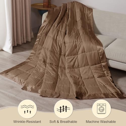downluxe Weighted Blanket Queen Size, 15 lb Weighted Blanket with Glass Beads for All Season, Machine Washable Heavy Blanket (Brown, 90 X 90 Inch) - Image 6