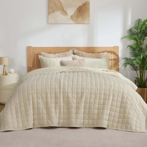 BEDELITE Velvet Quilt Set King Size, Luxury Velvet Comforter Bedding by BEDELITE