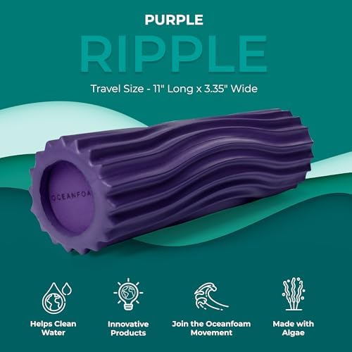 Oceanfoam Ripple Travel Foam Roller (11" x 3.35") Firm Mini Foam Roller for Physical Therapy, Deep Tissue Massage, Back Pain - High Density, Ergonomic Wave Textured - Yoga, Pilates, Exercise (Purple) - Image 2
