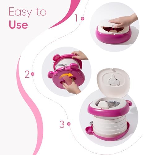 Travel Potty Seat for Toddler，Foldable Car Potty for Toddler, Portable Toilet Seat for Kids with Potty Liners, Absorbent Pads, Portable Potty Seat for Toddler Travel, Camping and Outdoor Use - Image 5