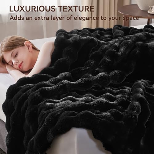 Anysay Faux Fur Throw Blanket, 1000GSM Fluffy Soft Bubble Blanket 80''*90'' - Image 6