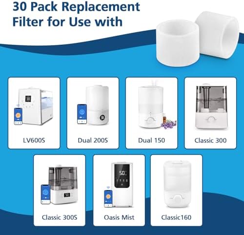 30-Pack Top Fill Humidifier Filters for LEVOIT Classic160,Dual150,LV600S - Image 2