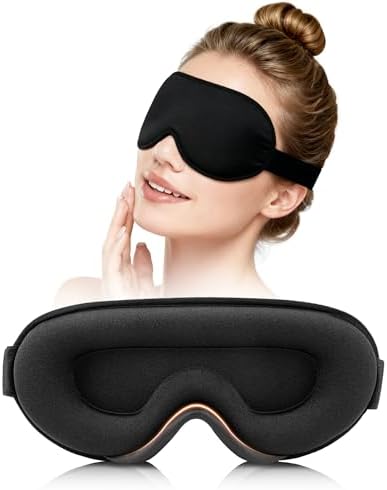 Sleep Mask for Side Sleeper Men Women, 100% Blackout Sleep Mask, Zero Eye Pressure 3D Sleeping Mask, Ergonomic Design and Breathable, Suitable for Travel Yoga, Black by Unknown