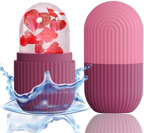 XHJRI Ice Face Roller Massager,Ice Cube Roller for Face, Eyes and Neck Naturally Conditioning and Skin Care,De-Puff Eye Bags,Reduce Migraine Pain,Reusable Massage Silicone Ice Mold (Rose) by XHJRIBringyourbabybestlif