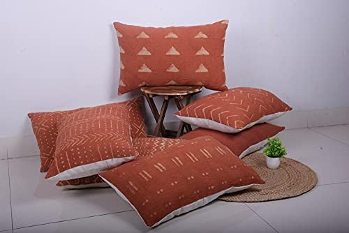 Trade Star 100% Cotton Throw Pillow Cover Farmhouse Lumbar Cushion Cover Tribal Pillow Shams Mudcloth Ethnic for Bedroom (Rust Phoenix 14X22 INCHES) - Image 6