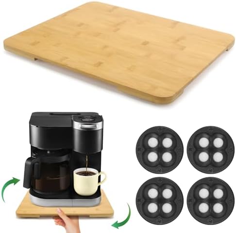 360°Rolling Tray Bamboo Kitchen Appliance Slider for Coffee Maker Pot by GIASSVIO