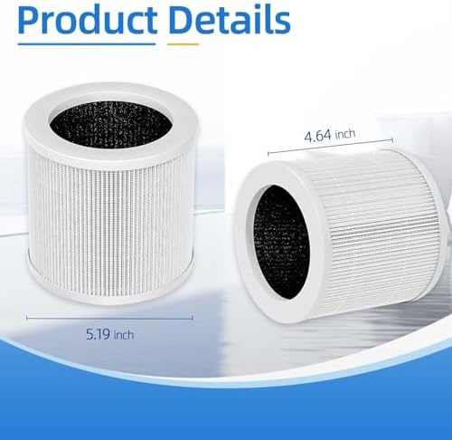 2 Pack A1 Replacement Filter Compatible with VEWIOR Air Pu-rifier HQKJ-80,HQSC-50,KOIOS HQKJ-50 Air Purifier,AMEIFU AP01W,H13 True HEPA Air Cleaner Filter for A1 Air Pu-rifier - Image 3