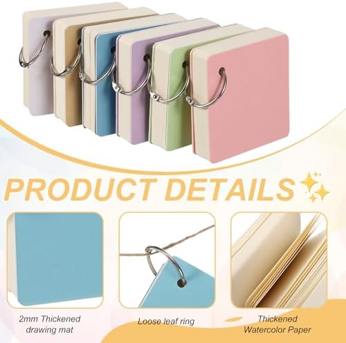 PATIKIL 2 Pcs Mini Watercolor Sketchbook, 3.94 x 3.94 55 Sheets/110 Pages Portable Square Travel Watercolor Notebook 230GSM (107lb) Detachable Painting Sketch Book Art Sketchbook, Blue - Image 3