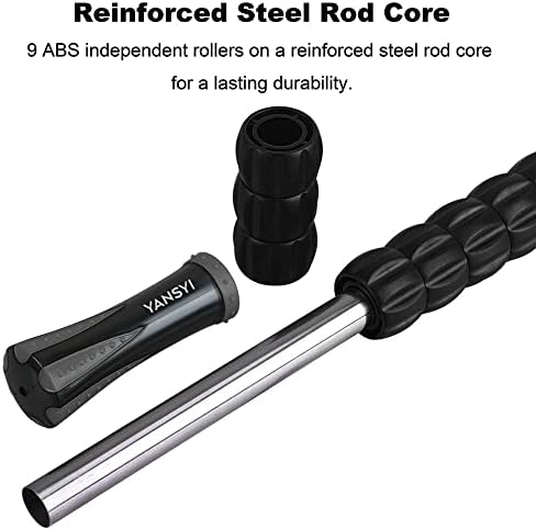 YANSYI Professional 9-Roller Deep Tissue Massage Stick - Portable Muscle Recovery Roller for Athletes, Relieves Post-Workout Soreness & Leg/Back Pain - Portable Physio Tool (Gray) - Image 5