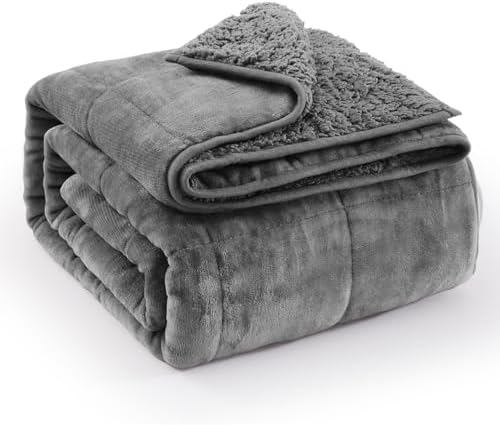 Ultra Soft Sherpa Weighted Blanket for Adults, 60"x80" 15lbs Heavy Blankets by EazfyPro