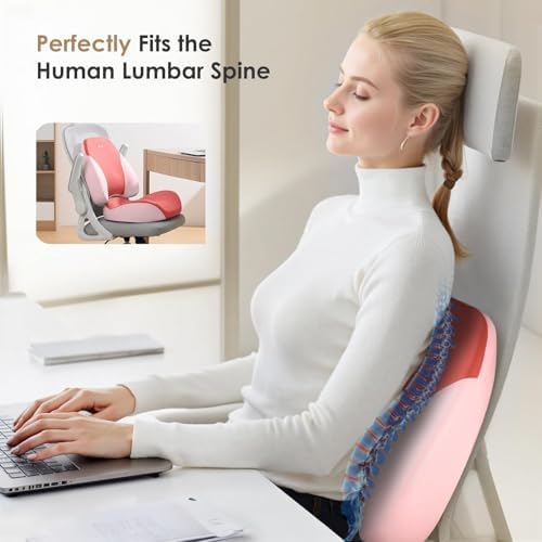 FLORICH Upgraded Ergonomic Memory Foam Car Seat Cushion with Lumbar Support, Non-Slip, Washable Driving Seat Cushion for Back & Sciatica Pain Relief, Large Car Seat Cushion Driver, Office-Pink - Image 4
