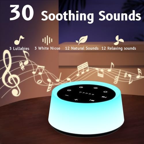 ColorsNoise Sound Machine and White Noise Machine with 30 Soothing Sounds 12 Colors for Kids Adult Baby Night Light with Memory Function for Home Office (Black) - Image 3