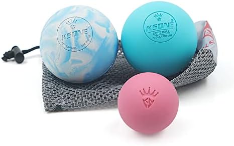 KSONE Massage Lacrosse Balls -Massage Balls for Myofacial Release&Trigger Point Therapy-Set of 2-Hard Lacrosse Massage Ball &Soft Massage Ball with one mini Ball by KSONE