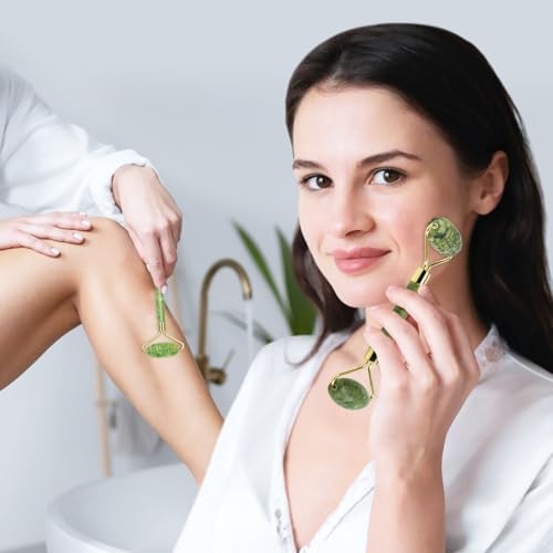 Cooling Natural Jade Face Roller & Gua Sha Tool - Image 4