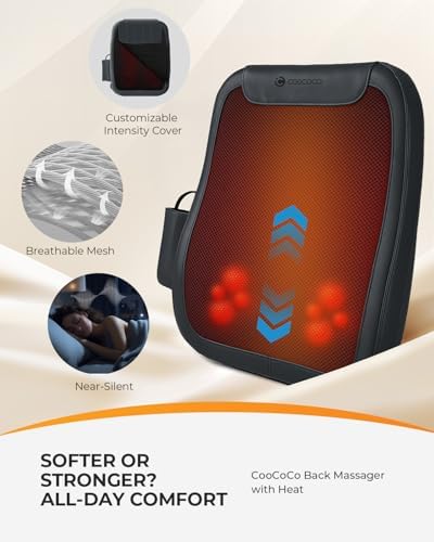 CooCoCo FSA Eligible Shiatsu Back Massager for Pain Relief Deep Tissue, HSA Approved Lower Back Massager with Heat, Rolling Up and Down Back Massage, 2X Larger Heating Area and Faster Heating(Corded) - Image 5