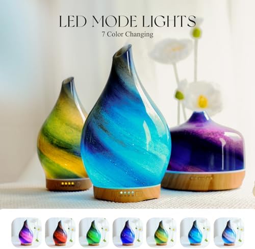 Porseme Essential Oil Diffuser 280ml Handmade Glass Diffuser 7H Runtime - Image 2