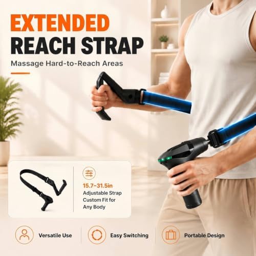 Massage Gun with Heat & Extension Handle, 12 Speeds, Detachable Design - Image 7