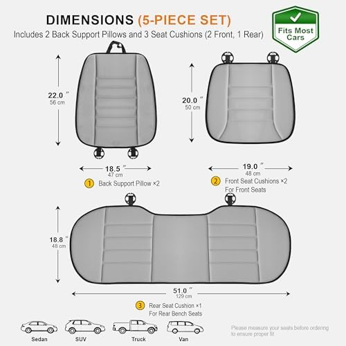 kingphenix 5-Piece Car Seat Cushion Set with Back Support - Image 5
