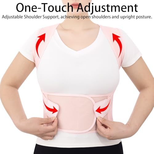 Back Brace Posture Corrector for Women and Men Upgraded Dynamic Traction Correction System Adjustable Shoulder Support Straightener Helps Reduce Upper Lower Back Pain Suitable for Hump Scoliosis Pink X-Large - Image 4