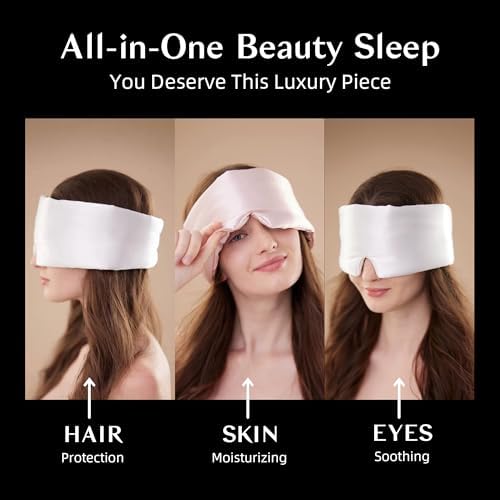 Silk Sleep Mask for Women and Men, Side Sleeper, 22 Momme Pure Mulberry Silk Total Blackout 100% Mulberry Eye Mask with Adjustable Headband Full Size, Eye Masks for Sleeping and Travel - Image 3