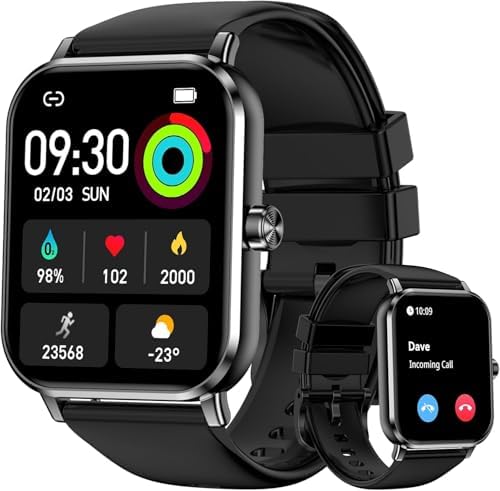 Smart Watch for Men Women, 1.83" HD Touchscreen Fitness Tracker, Smartwatch with Bluetooth Calling, 130+ Sports Modes, Heart Rate Sleep Step Monitor, IP68 Waterproof, Compatible with iOS & Android by ganopterygon