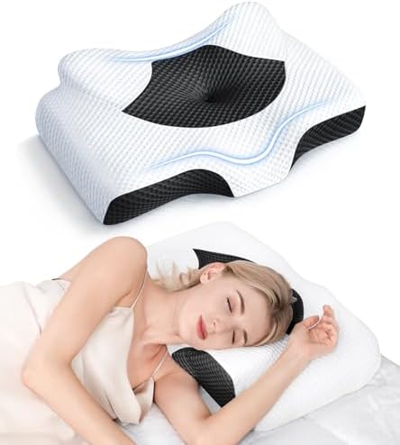 Osteo Cervical Pillow for Neck Pain Relief, Hollow Design Odorless Memory Foam Pillows with Cooling Case, Adjustable Orthopedic Bed Pillow for Sleeping, Support for Side Back Sleepers by OSTEO