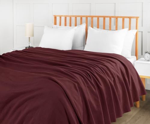 Utopia Bedding 100% Cotton Thermal Blanket Burgundy Twin, 90x72 Inches - Image 5