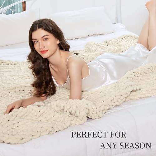 Chunky Knit Blanket Throw for Couch, 40"x50" Chunky Yarn Knitted Blankets - Image 6
