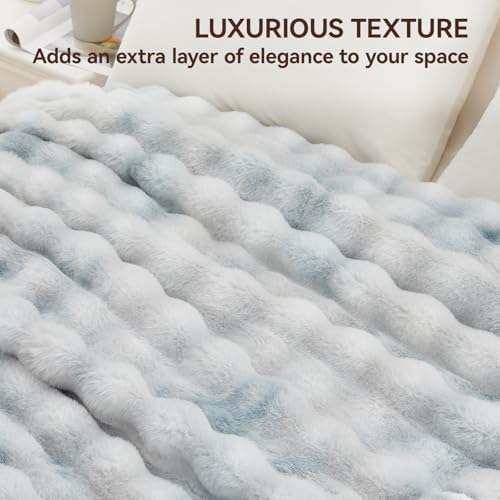 Anysay Faux Fur Throw Blanket, 1000GSM Fluffy Soft Bubble Blanket 80''*90'' - Image 5