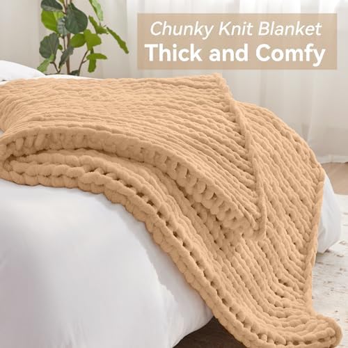Negwoo Chunky Knit Throw Blanket, Knitted Throw Chenille Yarn, 80"*90" - Image 5