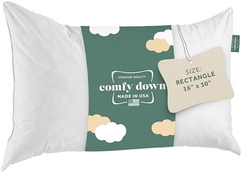ComfyDown 16x30 Throw Pillow Insert, Down & Feather Fill, 100% Cotton Cover, Made in USA – Premium Soft Lumbar Decorative Pillow Form Sham Stuffer for Bed, Sofa & Couch by ComfyDown