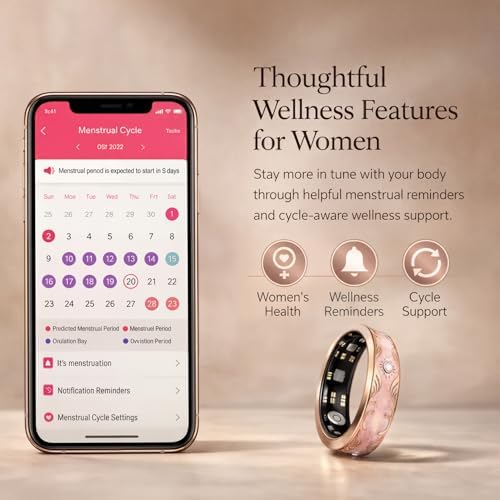 Smart Ring for Women, Sleep Tracker and Health Ring with Heart Rate, SpO2, HRV, Multi-Sport Tracking, IP68 Waterproof, Jewelry-Inspired Design, No Subscription, for iOS and Android (White, 7#) - Image 5