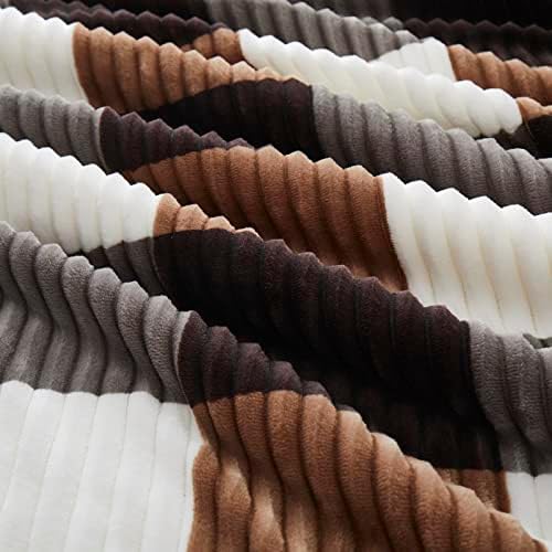 PU MEI Sherpa Blanket Full/Queen Plaid Thick Bed Blanket, 90”*80” Super Soft Flannel Fuzzy Fleece Reversible Velvet Plush Warm Blanket for Couch (Brown-Check, 80"*90") - Image 6