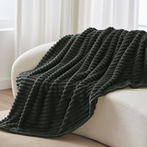 BEDELITE Ribbed Twin Blanket for Couch & Bed, Charcoal Grey, 60"x80" - Image 6