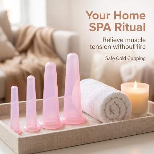 BWESOO 4Pcs Massage Cupping Set Silicone Mini Facial Cups Face Massager Helper Skin Care Neck Back Eyes Massaging Cup Safe to Use, Don't Worry About Burns Health Care Products (Pink) - Image 6