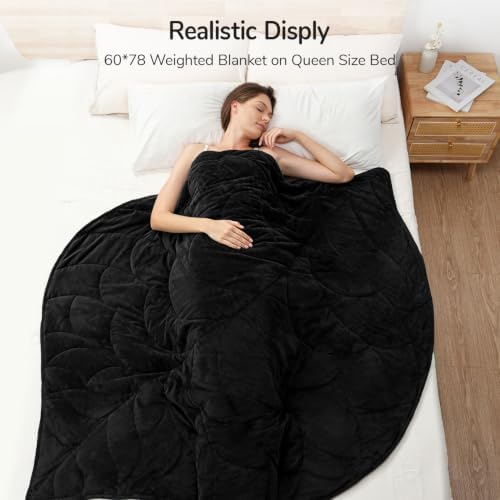 Weighted Blanket for Adults, 15 lbs, 60" x 78", washable Blankets, Black - Image 4