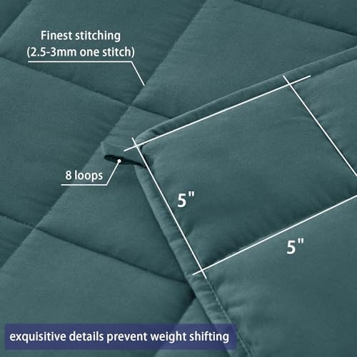 yescool Weighted Blanket for Adults (12 lbs, 60" x 80", Teal) Cooling Heavy Blanket for Sleeping Perfect for 110-130 lbs, Queen Size Breathable Blanket with Premium Glass Bead, Machine Washable - Image 4