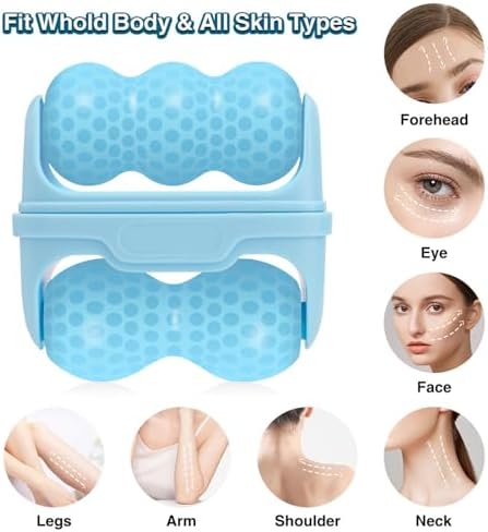 Semme Ice Roller for Face and Body, Dual Head Facial Ice Roller with Cooling Effect, Portable Skin Care Tool for Dark Circles Puffiness Wrinkles, Includes Carrying Case (Blue) - Image 5