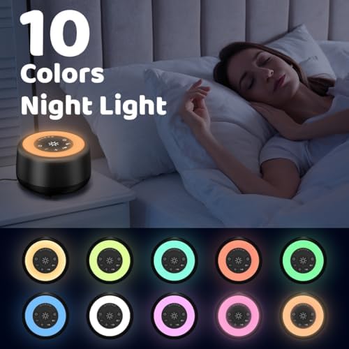 Sleepbox Sound White Noise Machine with 25 Soothing Sounds 10 Colors Warm Night Light 4 Brightness Levels 32 Volume Levels 5 Timer and Memory Function Perfect for Kids Adults Seniors Sleeping Black - Image 3