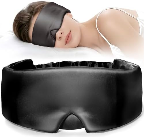 LitBear Silk Sleep Mask for Side Sleeper, Travel, Airplane, Office, Black by LitBear