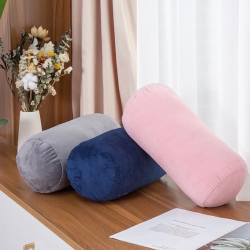 1 MIDDLE ONE Bolster Pillow with Removable Velvet Cover, Round Cylinder Neck Roll Pillow for Head, Back, Leg Support, Decorative Bed and Couch Pillow 16 x 6 Inches (Grey) - Image 6