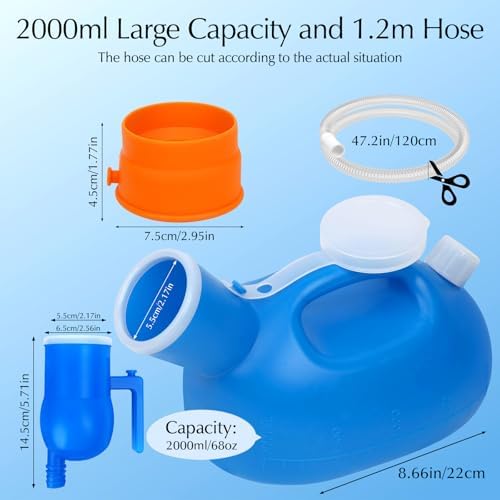Portable Urinals for Men Spill Proof, OOCOME Upgrade Male Urinal Bottle Spill Proof for Seniors, Bedside Urinal with Soft Funnel & Long Hose, for Hospital Wheelchair Bedridden Car and Travel Use - Image 5