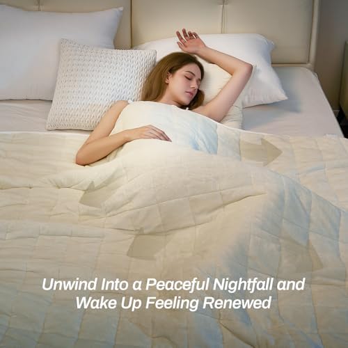 Sherpa Fleece Adult Weighted Blanket, 15 Pounds Dual Sided Soft Plush Blanket for Couch Bed Sofa, Heavy Thick Blankets with Glass Beads Great for Sleep, 60 x 80 inches, Cream White on Both Sides - Image 3