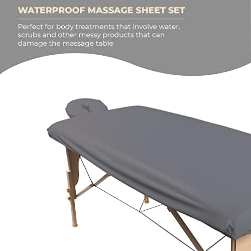 ForPro Professional Collection Waterproof Massage Table Cover, Protective Spa Treatment Sheet Set for Massage Tables, Machine Washable, Includes Massage Fitted Sheet and Face Rest Cover, Cool Grey - Image 3