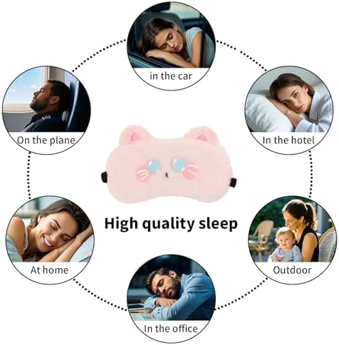 PERFECTSIGHT Sleep Eye Masks, Cute Sleep Eye Cover Lightweight Adjustable Eyeshade Mask Cover for Women Men Sleep Travel Nap, Yellow Tiger+Pink Kitty - Image 6