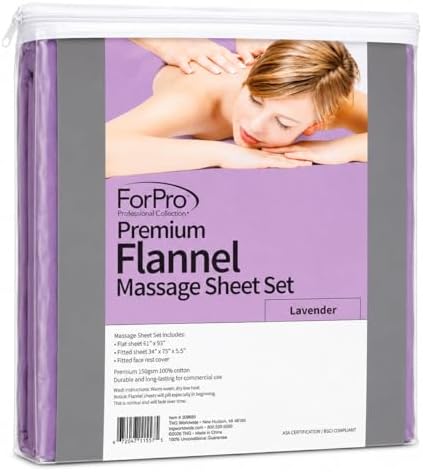 ForPro Premium Flannel 3-Piece Massage Sheet Set, Lavender, for Massage Tables, Includes Massage Flat Sheet, Massage Fitted Sheet, and Massage Fitted Face Rest Cover - Image 2
